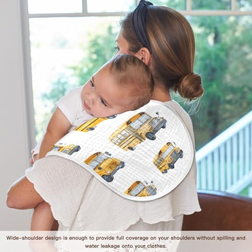 School Bus Print Burp Cloths Baby Boys Girls Absorbent Soft Cotton Burping Cloths Rags, 1 Pack4