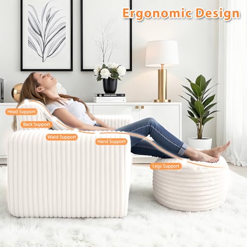 HABUTWAY Bean Bag Chair for Adults with Pillow, Giant Bean Bag Chairs with Ottoman - image 5