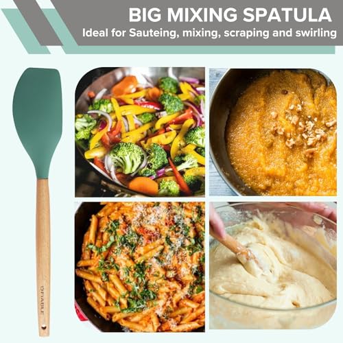Image of FiABLE Premium Silicone Spatula Set of 3 for Non Stick pan, Spatula Set for Cooking - Heat Resistant, FDA Certified - Hybrid Combo of 3 Green