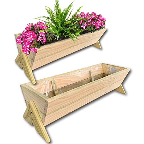 Juego de 2 Maceteros Decorativos Interior y Exterior Macetas Decorativas de Madera Tratamiento Impregnado Anti-Moho para Decoración Oficina Jardín Terraza Balcon ( Juego de 2 ) Cover