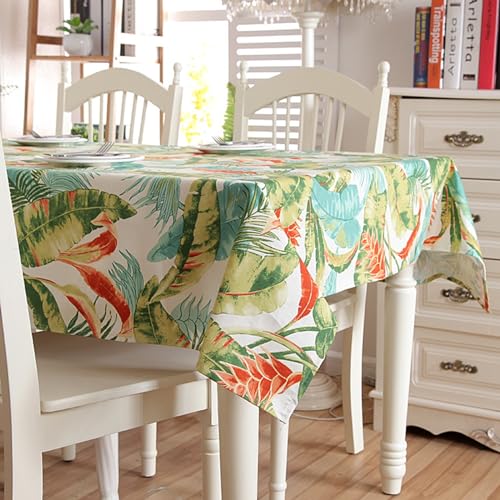 Nappe feuilles tropicales vert coton pour repas terrasse KnSam