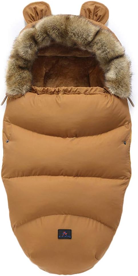 FYYIYI Pram Footmuffs Universal Winter Warm Waterproof Windproof Outdoor Baby Bunting Bags Suitable for Pushchairs, Strollers, Prams, Buggy, Car Seat, Baby Bed (Brown)
