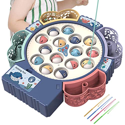 Baogao 2 st magnetiskt fiskespel, förskola fiske leksak, elektrisk musik spinning magnet, undervisningsverktyg för förskola leksak Montessori för småbarn