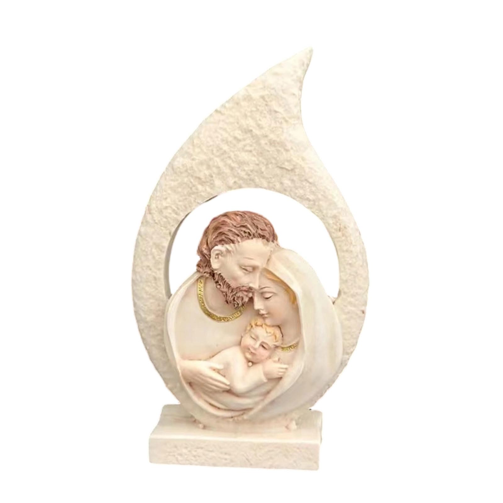 Shurhome Minis Christmas Nativity Set Holy Family Resin Figurine Statue Miniature Christmas Nativity Scene Sculptures Ornament Holy Family Resin Figurine Statue with Stable