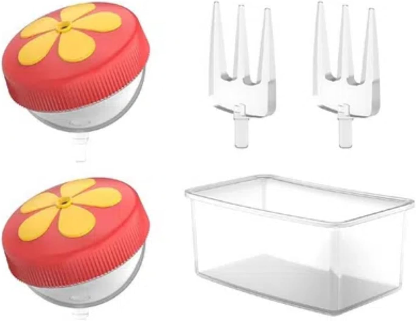 birdsnap® Perch Accessory DIY Add-ons: 2 Fruit Fork,2 Hummingbird Feeders and 1 Jelly Box Upgraded