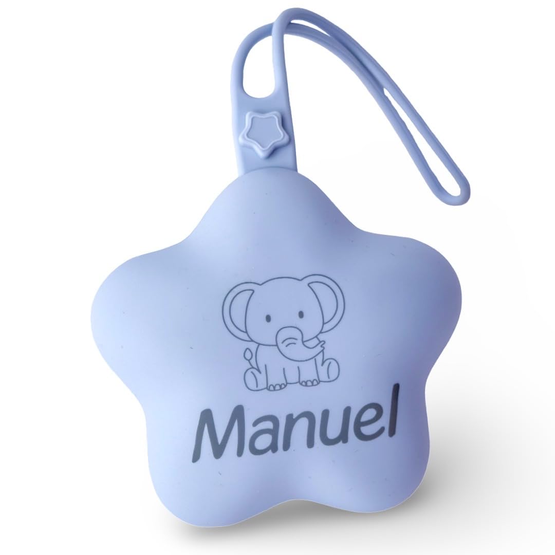 Porta Chupetes Silicona Personalizados | Guarda Chupetes Bebé | Sin BPA | Funda para Chupetes Personalizable (azul)
