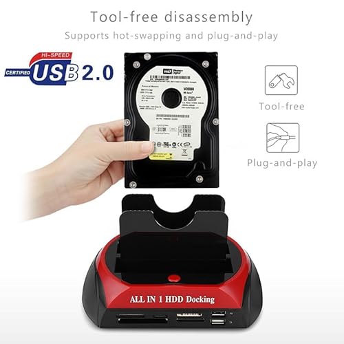 USB2.0 Hard Drive Docking Station with Offline Clone Function for 2.5 &3.5 inch HDD SSD SATA IDE External Dual Bay Dock Hard Drive - Image 4