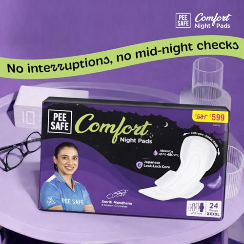 Image of Pee Safe Comfort All Night Pads | 24 Pads XXXXL (4 XL) - 405mm | Extra Wide Back with Dual Wings | 6 Layer Deep Absorption | Japanese Leak-Lock Technology | Overnight Leak Free Protection | Extra Long | Pack of 3