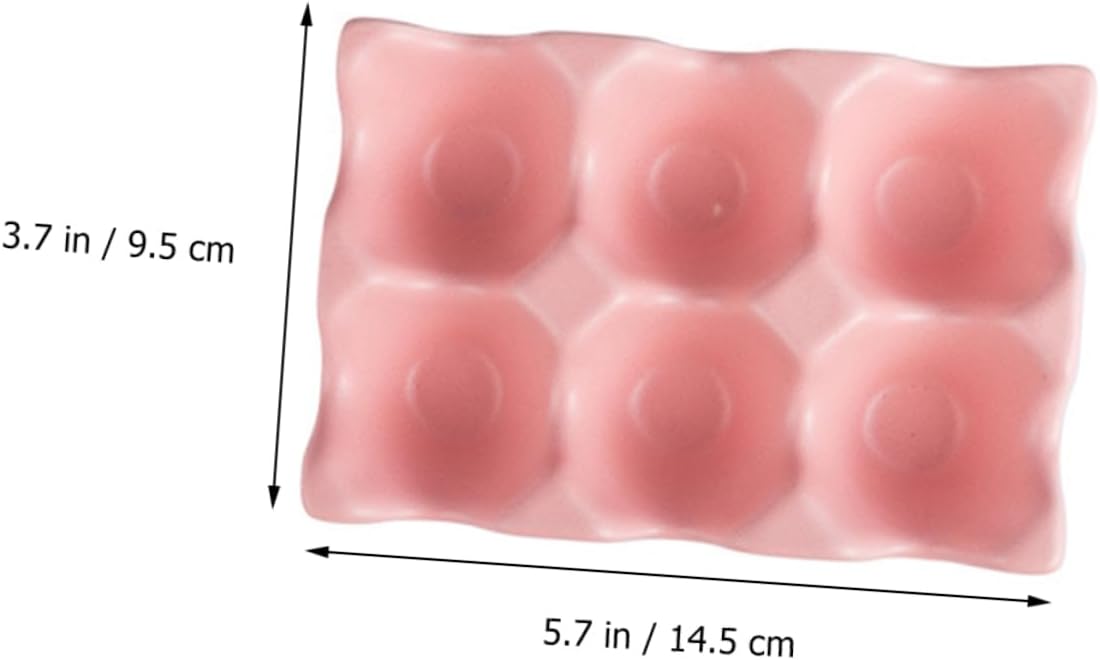 2pcs Ceramic Egg Holder Pink Egg Storage Container for Refrigerator Shockproof Design Slip Bottom Kitchen Organizer