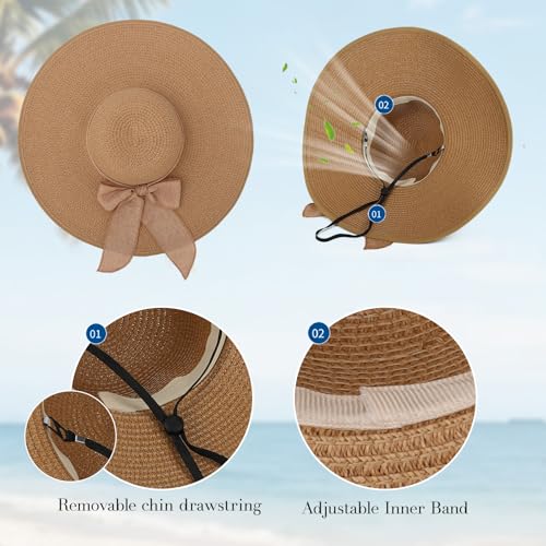 Sombrero de playa para mujer, verano, ala ancha, plegable miniatura 6