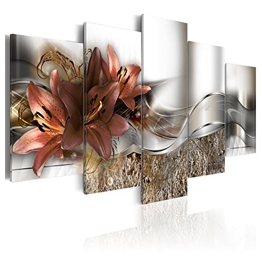 murando - Cuadro 200x100 cm - Flores - impresión de 5 Piezas - Material Tejido no Tejido - impresión artística - Imagen gráfica - Decoracion de Pared - Abstracto b-A-0273-b-n