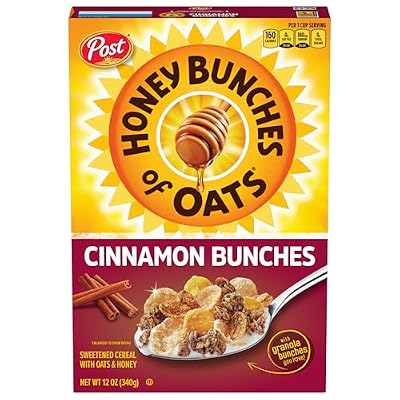 Honey Bunches of Oats Cinnamon Cereal, Breakfast Cereal with Oats and Granola Clusters, 12 oz Box