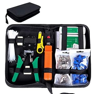 SGILE Strumenti Kit di Rete Professionali, Pinza Crimpatrice rj45, Manutenzione del Computer Kit LAN Tester del Cavo 9 in 2 Strumenti di Riparazione