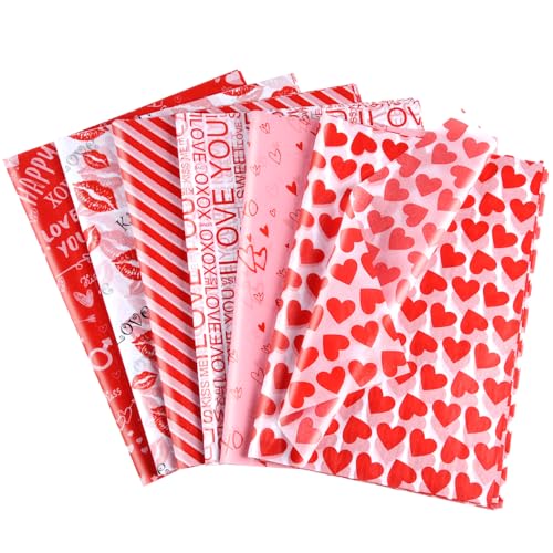 NEBURORA 72 hojas de papel de seda para San Valentín, 14 x 20 pulgadas, papel de regalo con forma de corazón para manualidades, decoración de San Valentín, bodas y fiestas