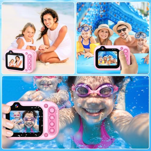 Kids Waterproof Camera 1080P HD 26MP Digital Camera Underwater Camera 10FT /3M, 10X Digital Zoom Children Waterproof for Kids Boys Girls Snorkeling, Swimming, Beach, Water Park - Pink by Nawchedo - Used condition - Image 6
