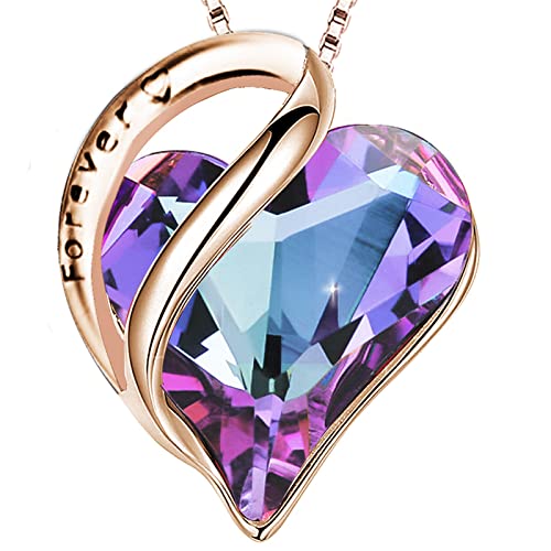 SWEETIME Halskette Damen 925 Silberkette Damen mit herzförmigem Geburtsstein Kristallanhänger, Schmuck Geschenk für Frauen am Geburtstag Valentinstag Muttertag Hochzeitstag Cover