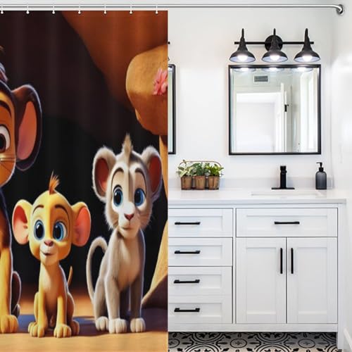 Rideau de douche lion imperméable en polyester de qualité supérieure - 5