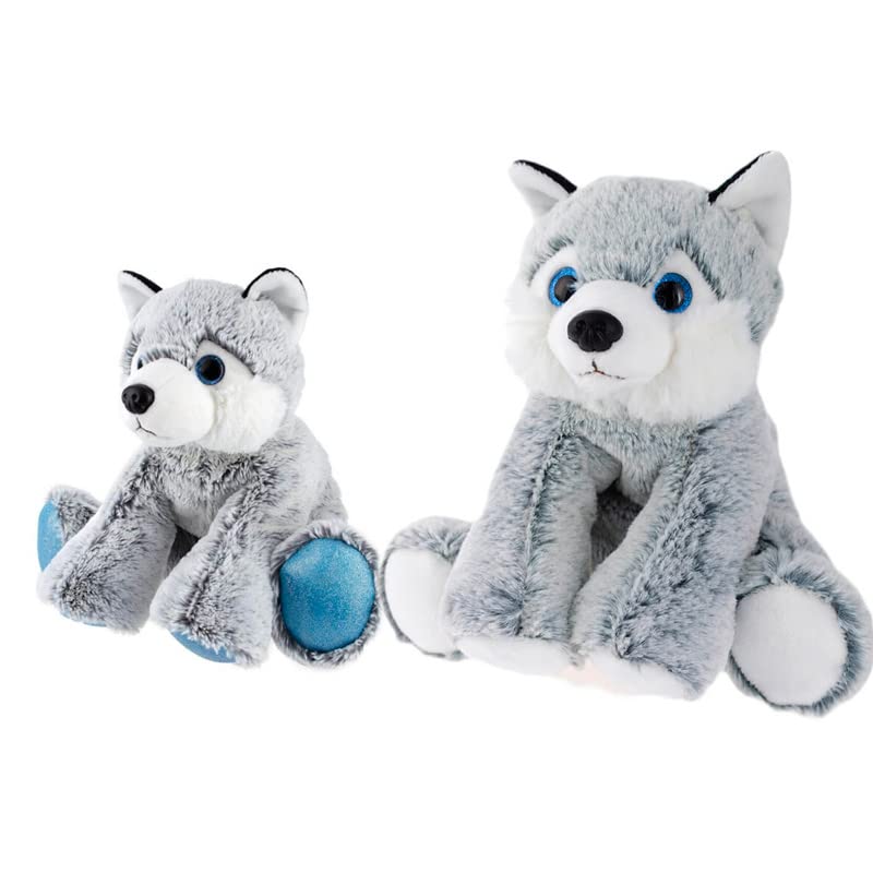 O/ Doudou Marionnette Chien Husky Loup Gris Chiné Blanc Dani Créations