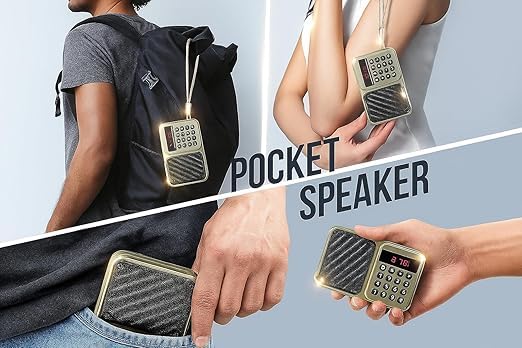 Image of M7 Pocket Blast FM Radio with Bluetooth Speaker with Powerful Sound, 6w-12 Hours (Tupe C Charging) and Number Pad (AUX, SD Card, USB Input (AUX, SD Card, USB Input) (M-7 Green)