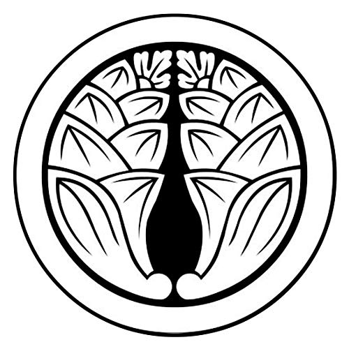 家紋シール 「丸に抱き茗荷」 着物用 張り紋 男性紋 黒地の着物用3.9cm 6枚入り yu KOM127