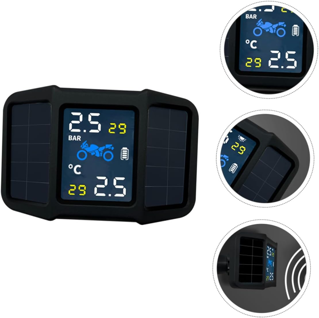 1set Tire Pressure Monitoring Tool for Motorcycle Accurate Tire Pressure Detector Solar-Powered Easy to Use Efficient Measurement
