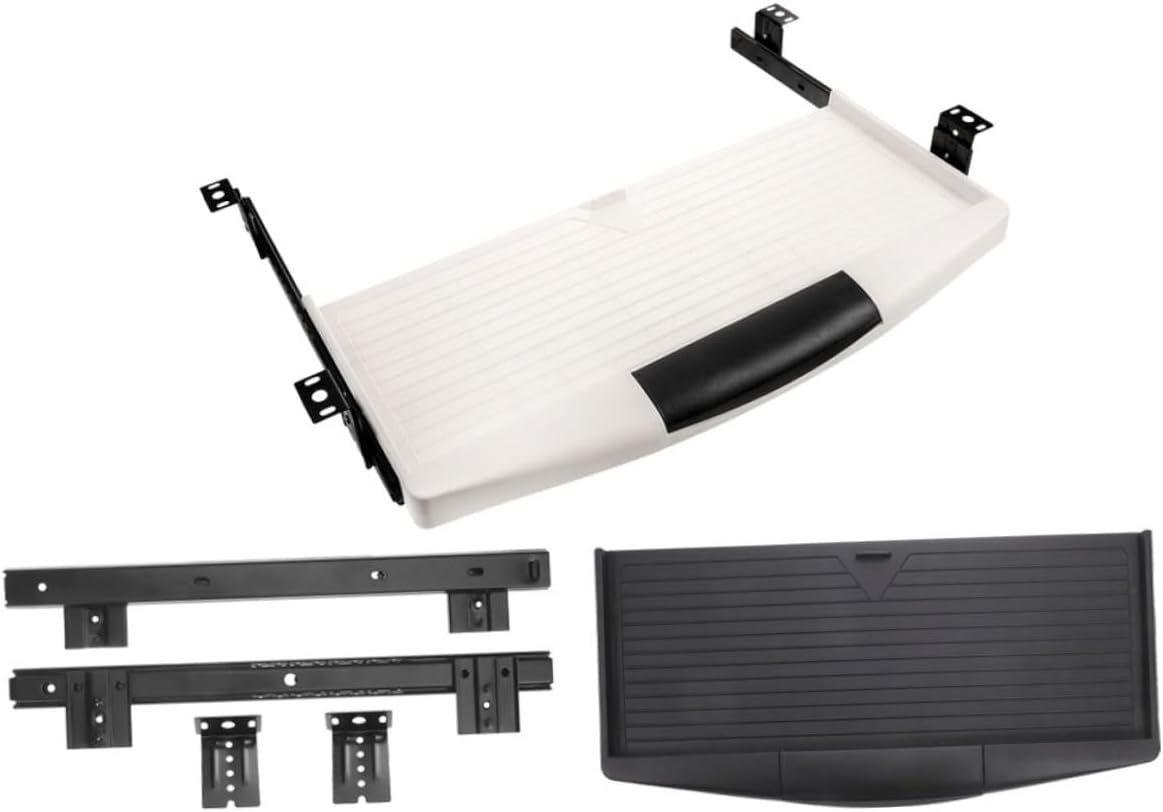 Ergonomic Desk Extender with 2 Keyboard Trays Mouse Platform Slide-Out Keyboard Drawer for Office