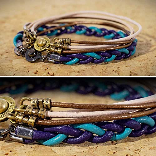 Cordon de cuir véritable haut de gamme aqua de 1.5 mm - 6