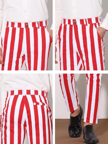 Lars Amadeus Men's Striped Pants Casual Skinny Fit Color Block Pencil Dress Trousers 6