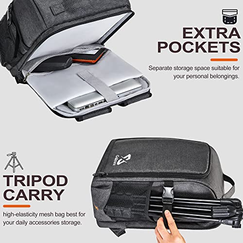 Golkcurx Camera Bag For Dslr/Slr Cameras，Camera Backpack Waterproof For Photographers Dark Grey S #TOP5