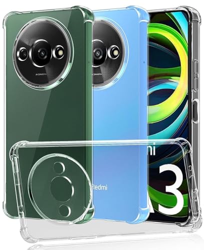 Image of BOXXO Flexible Back Cover for Mi Redmi A3 4G / A3 2024 | Back Cover Transparent Clear Shockproof Case Four Corner Protection | Slim Protective Mobile Phone Cover for Mi Redmi A3 4G / A3 2024