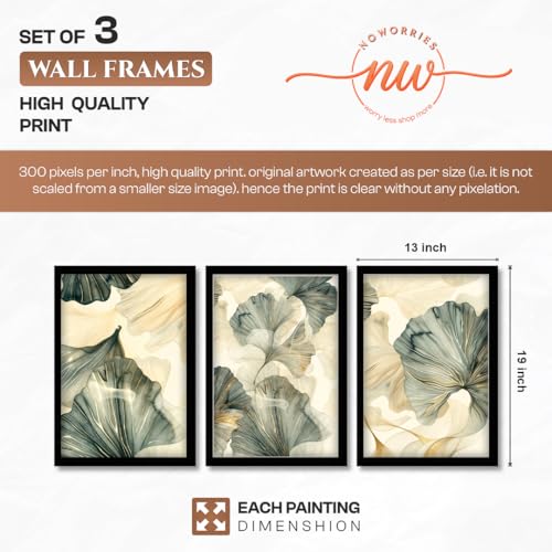 Image of NoWorries Modern Portrait Art & London Floral Wall Frames Paintings | Chelsea & Covent Garden Botanical 300 GSM Premium Prints | Stylish Home Decor for Living Room, Office & Bedroom | Synthetic Wooden Wall Art Frames (Set of-3) (BLACK, ART-12, 13X19INCHES)