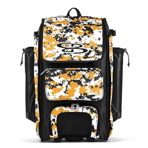 Boombah Catchers Superpack Hybrid Digital Camo Bat Bag Black/Gold - Wheeled & Backpack Version