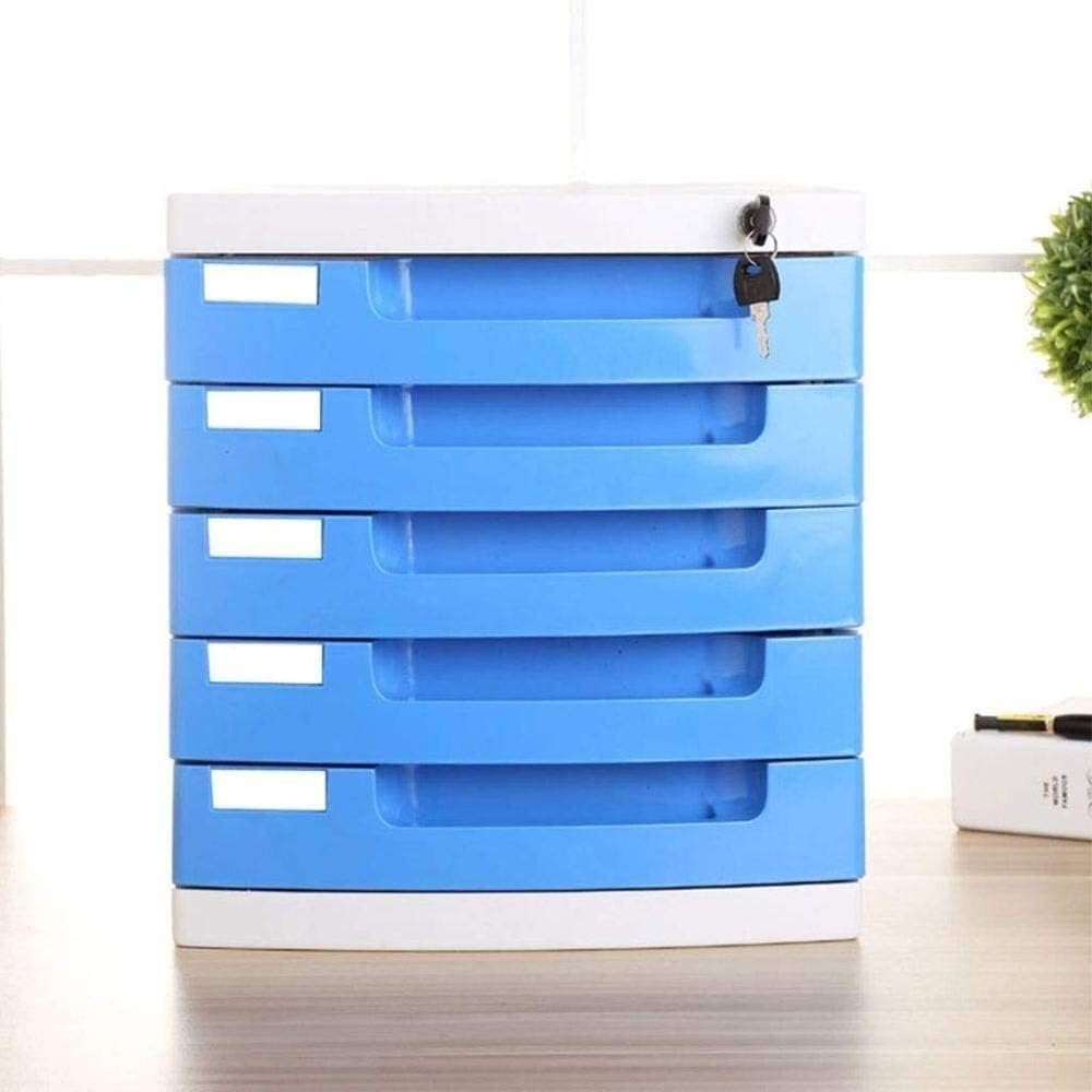 Organizer biurowy z szufladami z tworzywa sztucznego z zamkiem na biurko, na dokumenty i dokumenty (kolor niebieski)