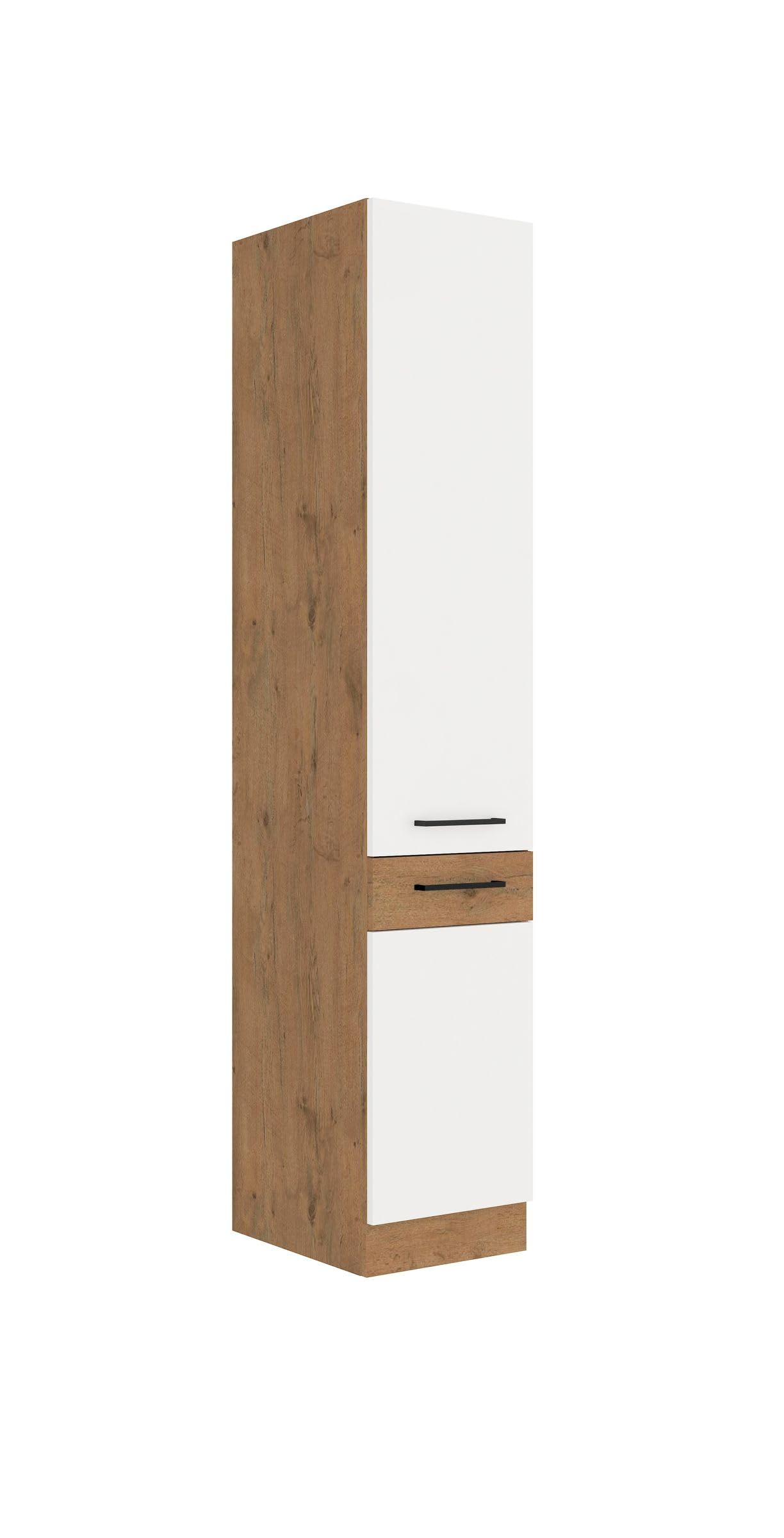 Kuechen-preisbombe Vigo Hochschrank 40 Eiche Lancelot Weiß Hochglanz Küchenzeile Küchenblock Küche