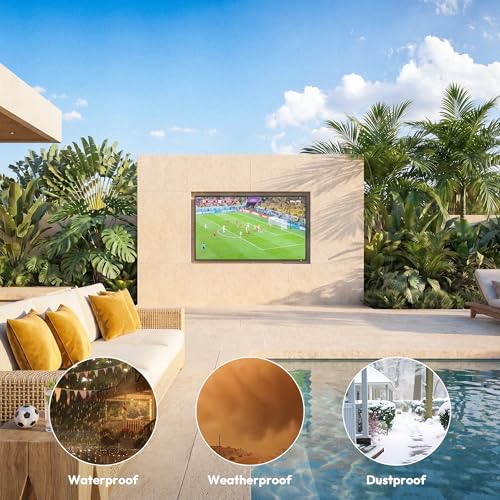 Image of HARZHI 55 inch Outdoor TV, 4K UHD Television for Full Sun, 2500 Nits Ultra High Brightness, IP65 Waterproof Weatherproof, Auto Brightness Control, HDMI Input for TV Box and Gaming Consoles