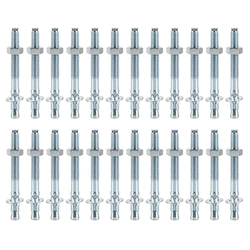 24 PezziTasselli Muro M8 x80mm, Tasselli per Impieghi Gravosi, Tasselli Cemento, Bulloni di Ancoraggio Zincati, Tassello per Calcestruzzo