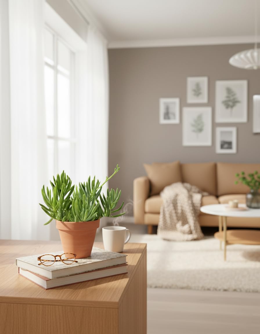 Vandas Senecio Mandraliscae – Pianta Succulenta Ornamentale a Cascata | Vaso Diametro 17.5 cm | Altezza 34 cm | Facile da Curare | Made in Italy