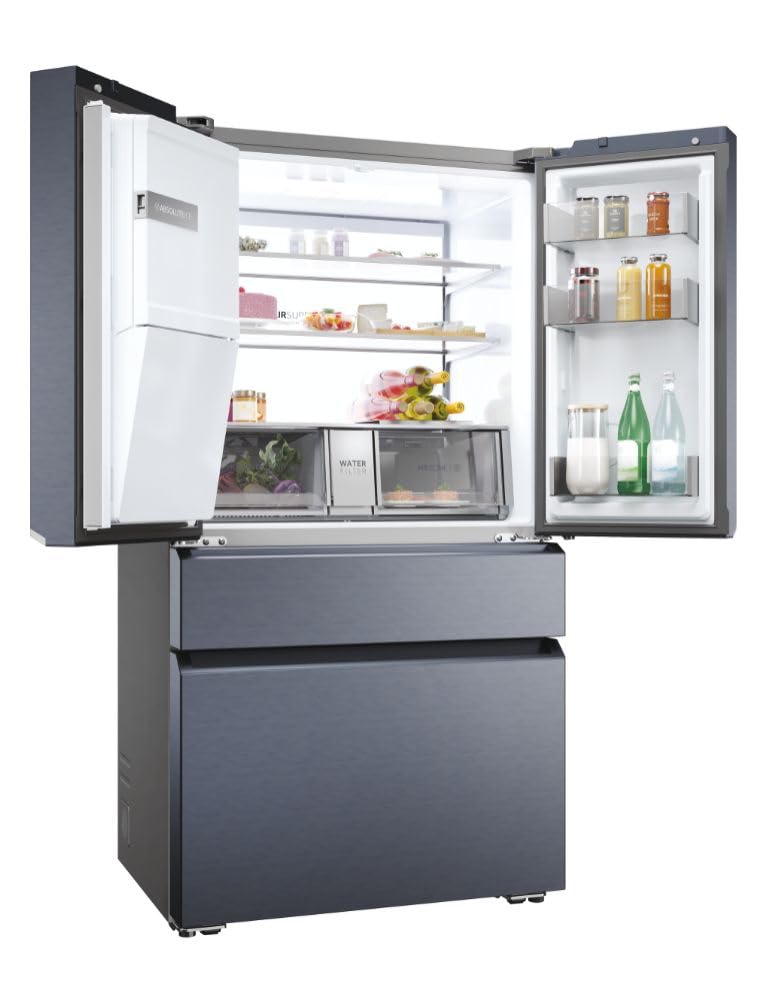 Haier FD SERIE 7 PRO HFW7918EIMB - Frigorifero con congelatore, larghezza 91 cm, capacità 601 l, con dispenser per cubetti di ghiaccio, Wi-Fi e No Frost, doppia porta con congelatore