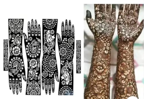 Image of Mehendi Stencil Stickers (Pack of 2) Bridal Mehendi Stencils Heena Mehandi Sticker for Festivals Functions Girls Women (sku 3)