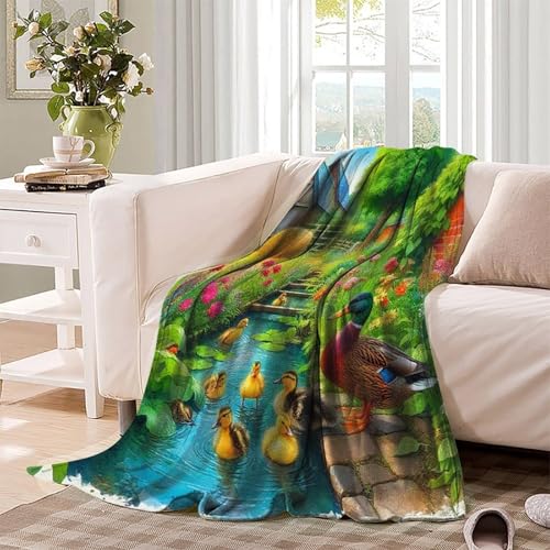 Couverture lit microfibre douce et chaude plaid canard jaune 100x130 - 4