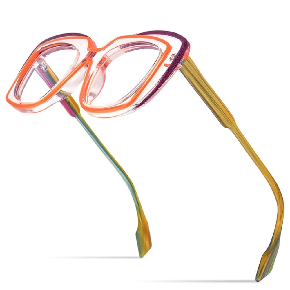 MUTYNE Gafas de acetato en polvo, montura de gafas para mujer, gafas de ojo de gato, gafas de ojo de gato