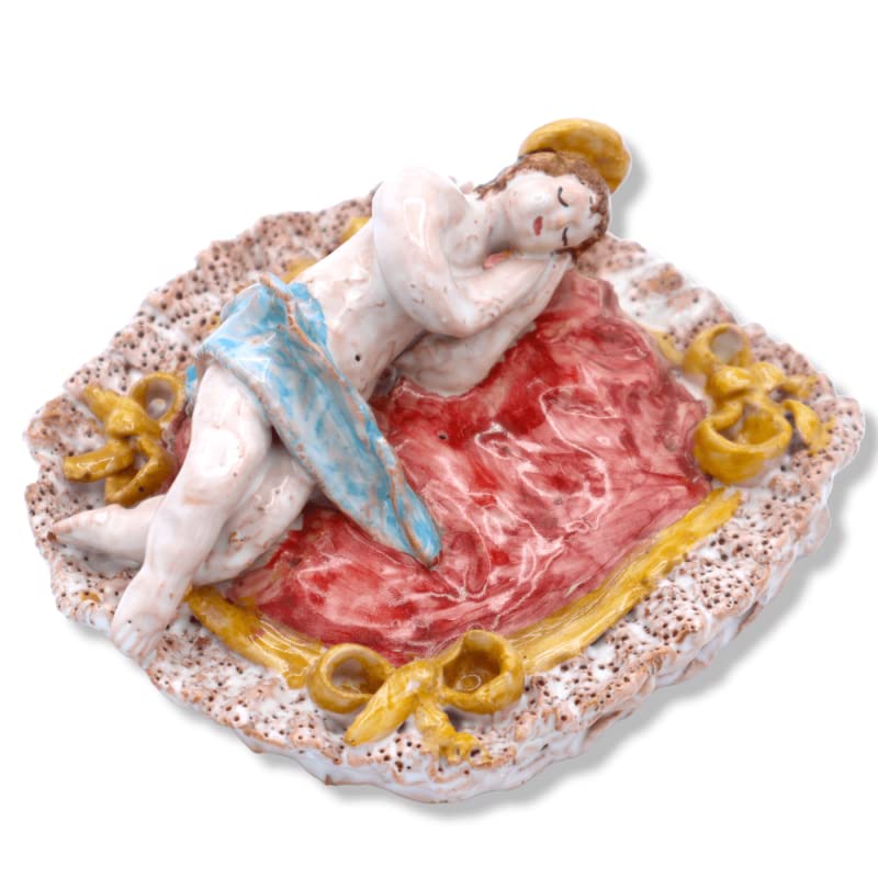 Enfant Jésus sur Coussin en céramique pour crèche de Noël traditionnelle