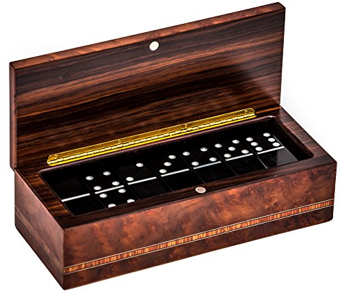 Bello Collezioni - Via Prato Luxury Double Six Professional Jumbo Size Tournament Dominoes Set in a Briarwood Box from Italy