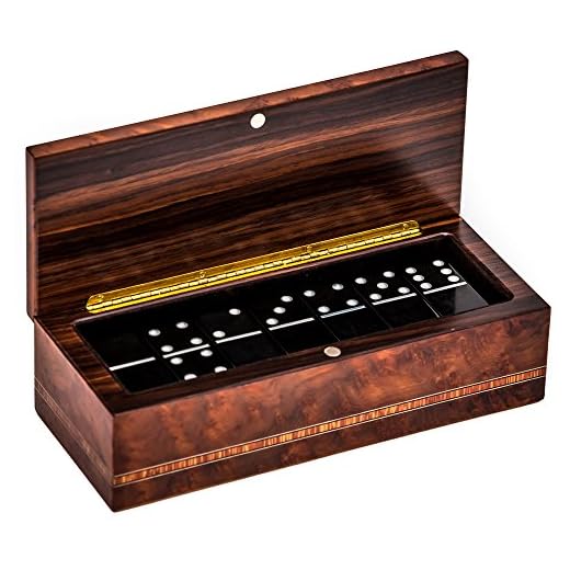 Bello Collezioni - Via Prato Luxury Double Six Professional Jumbo Size Tournament Dominoes Set in a Briarwood Box from Italy