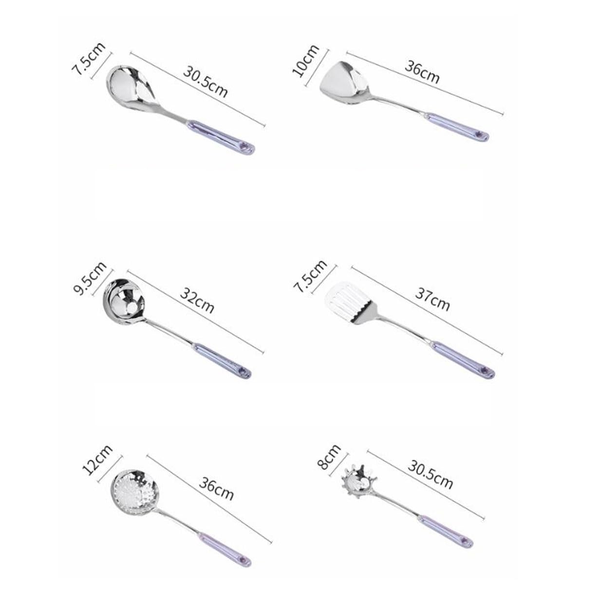 Kochspatel, Löffel, 7-teiliges Set, Kochutensilien aus 304 Edelstahl, Abtropflöffel, Gadgets, Küchengeschirr (Silber)