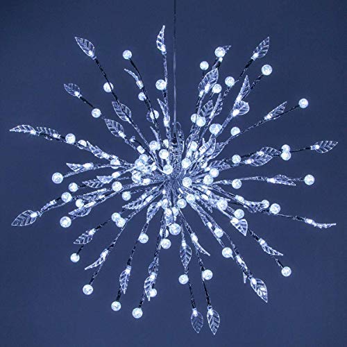 12" Silver LED Star Burst Light Ball with Leaves -
