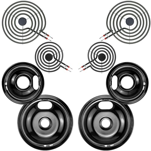 Electric Stove Drip Pans,Drip Pans for Electric Stove W10290353(6') W10290350(8') and Electric Stove Burner MP15YA(6') MP21YA(8') Compatible for Whirl-pool Ken-more May-tag Ama-na etc by MIFLUS