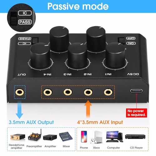 Mini stereo 4-kanałowy mikser audio, ultra niski poziom hałasu, mikser domowy / studio/bar