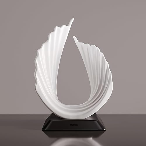 Miniatura 1 de FJS Estatua de ala de decoración moderna, decoración del hogar para sala de estar, decoración blanca, esculturas de alas de arte abstracto para el