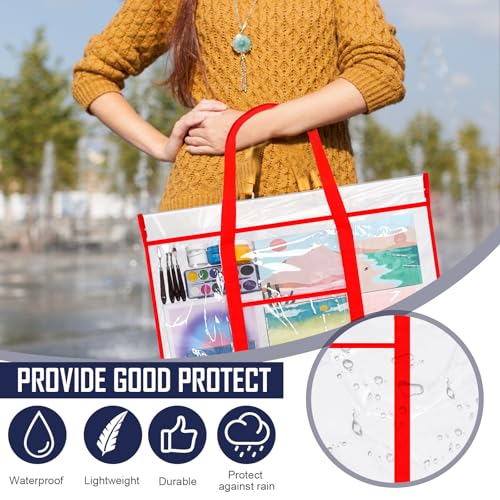 Image of Huhumy 6 Pack Large Poster Storage Bag 29 x 31 Inch Art Portfolio Bag Bulletin Board Holder PVC Portfolio Case Transparent Art Organizer Folder Chart Container for Teacher Paper(Multicolor)